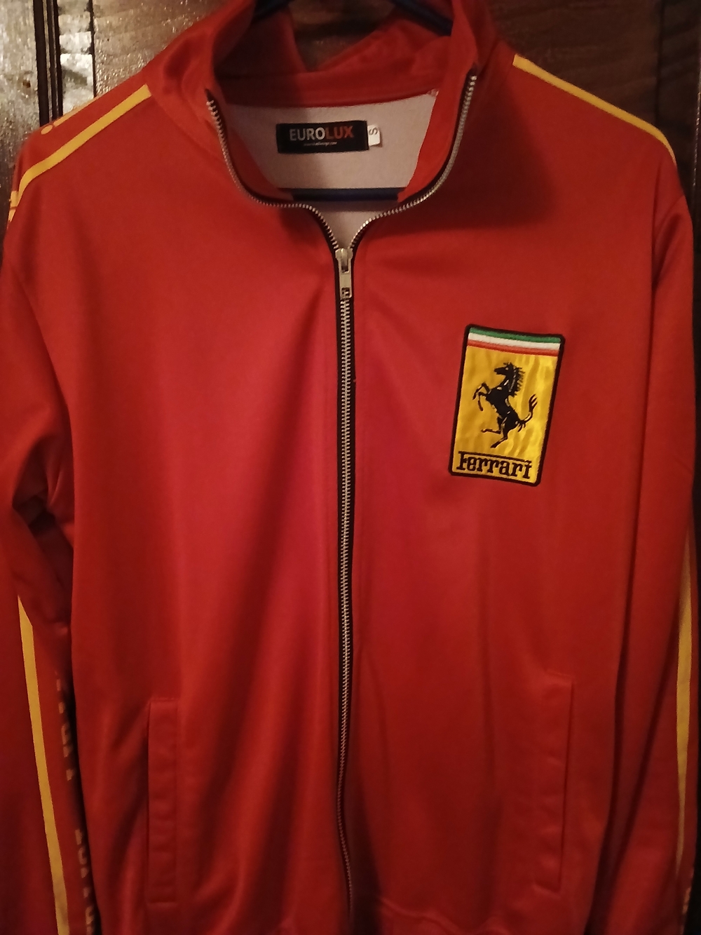 Red Track Jacket with Ferrari Patch